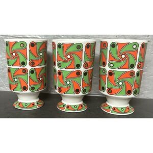 Set of 3 Vintage Arnart Royal Crown Smug Mugs Paisley Windmill‎ 4114 Groovy